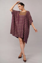 Lozenge Brocade Dress Aubergine