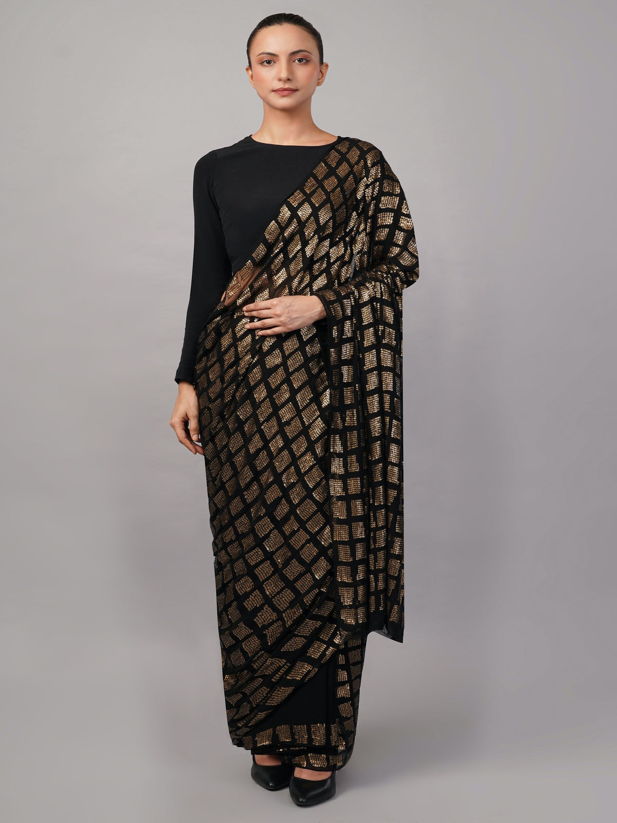 Sequinned Tiles Saree