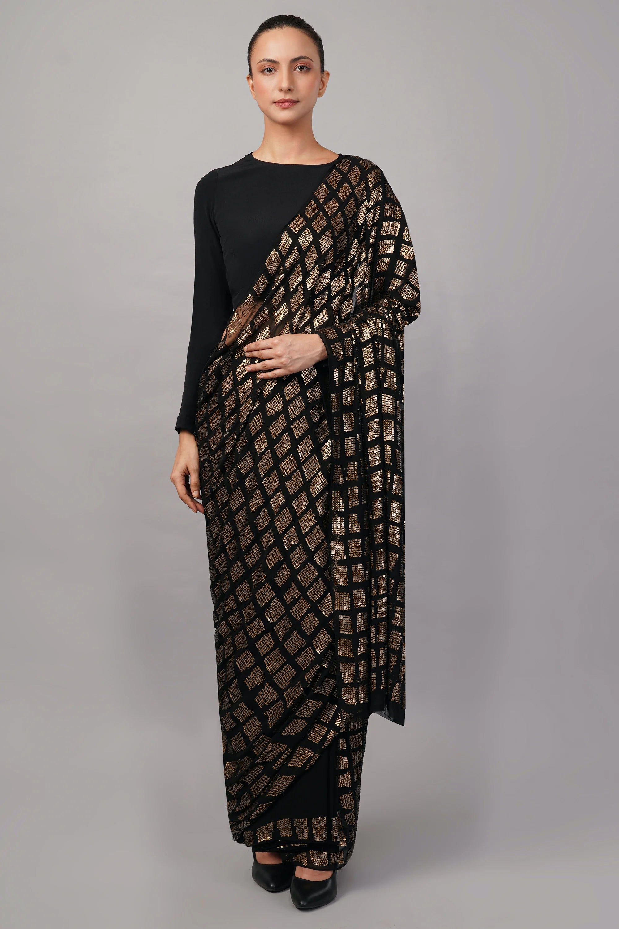 Sequinned Tiles Saree