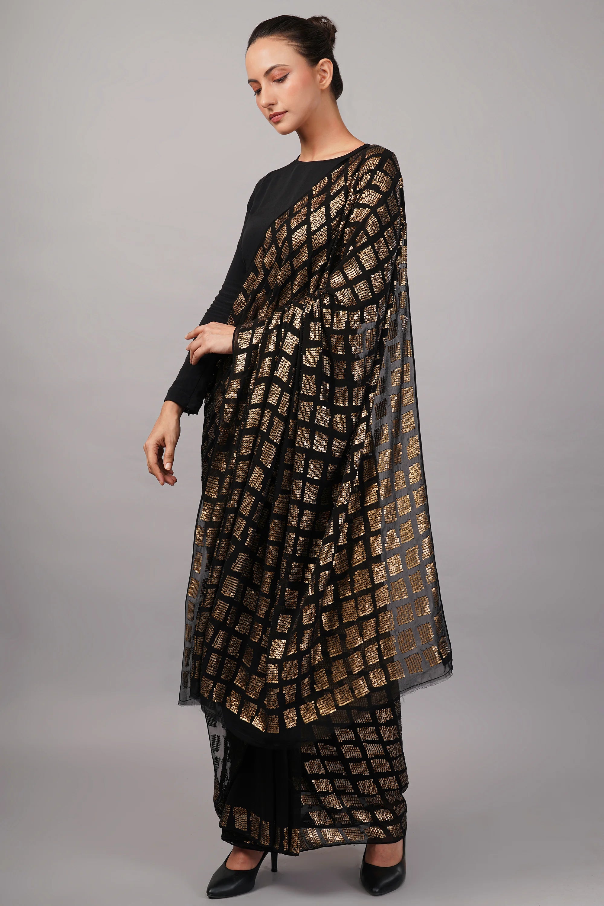 Sequinned Tiles Saree