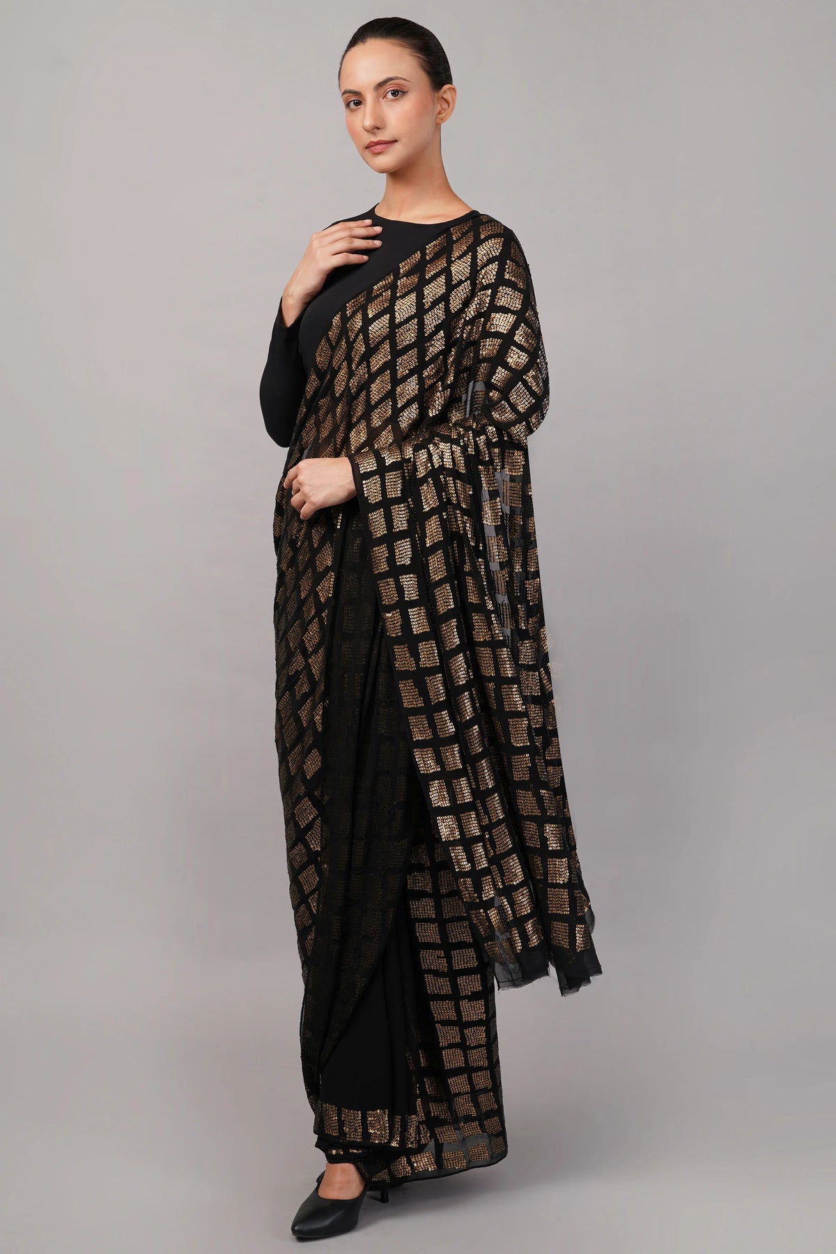 Sequinned Tiles Saree
