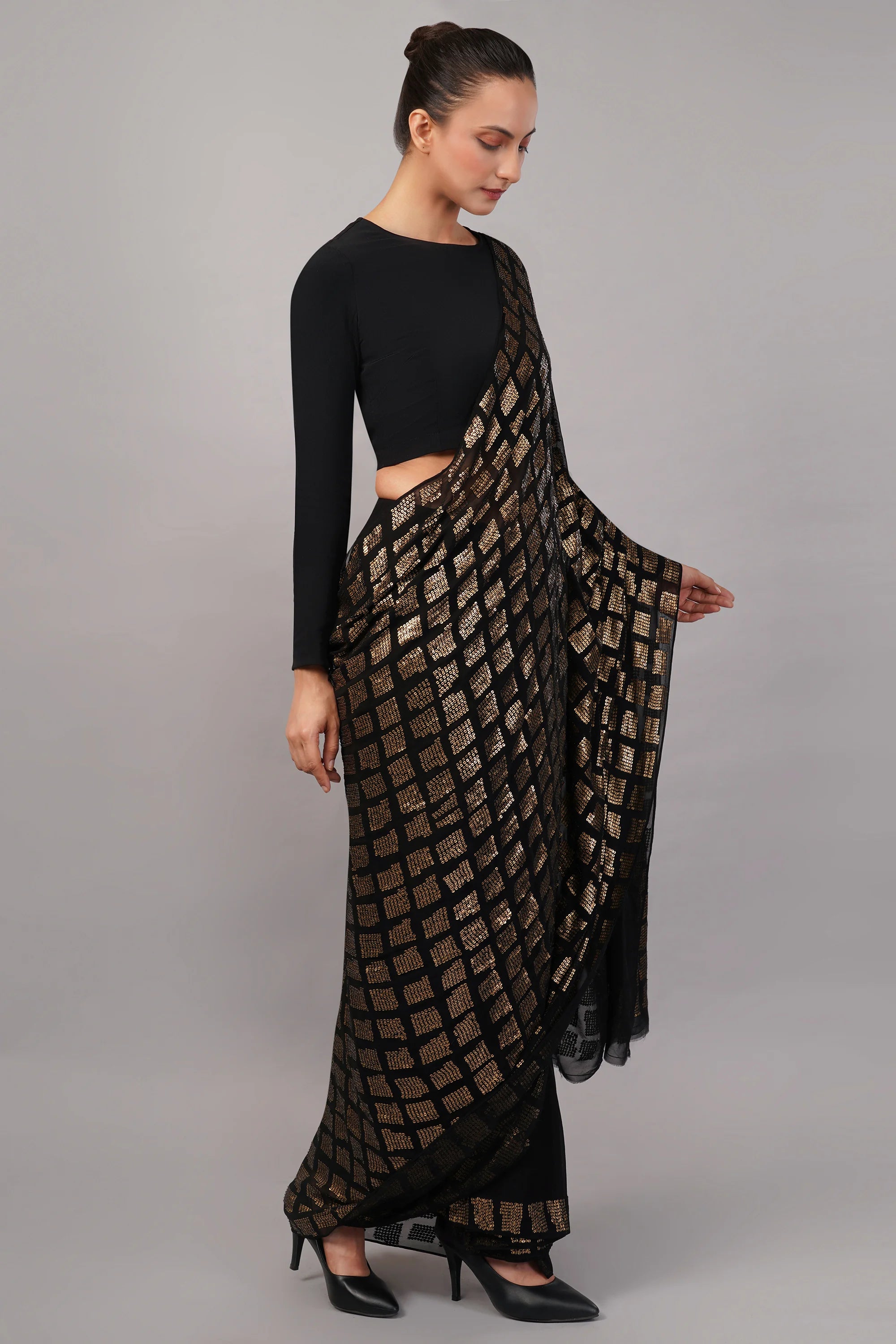 Sequinned Tiles Saree