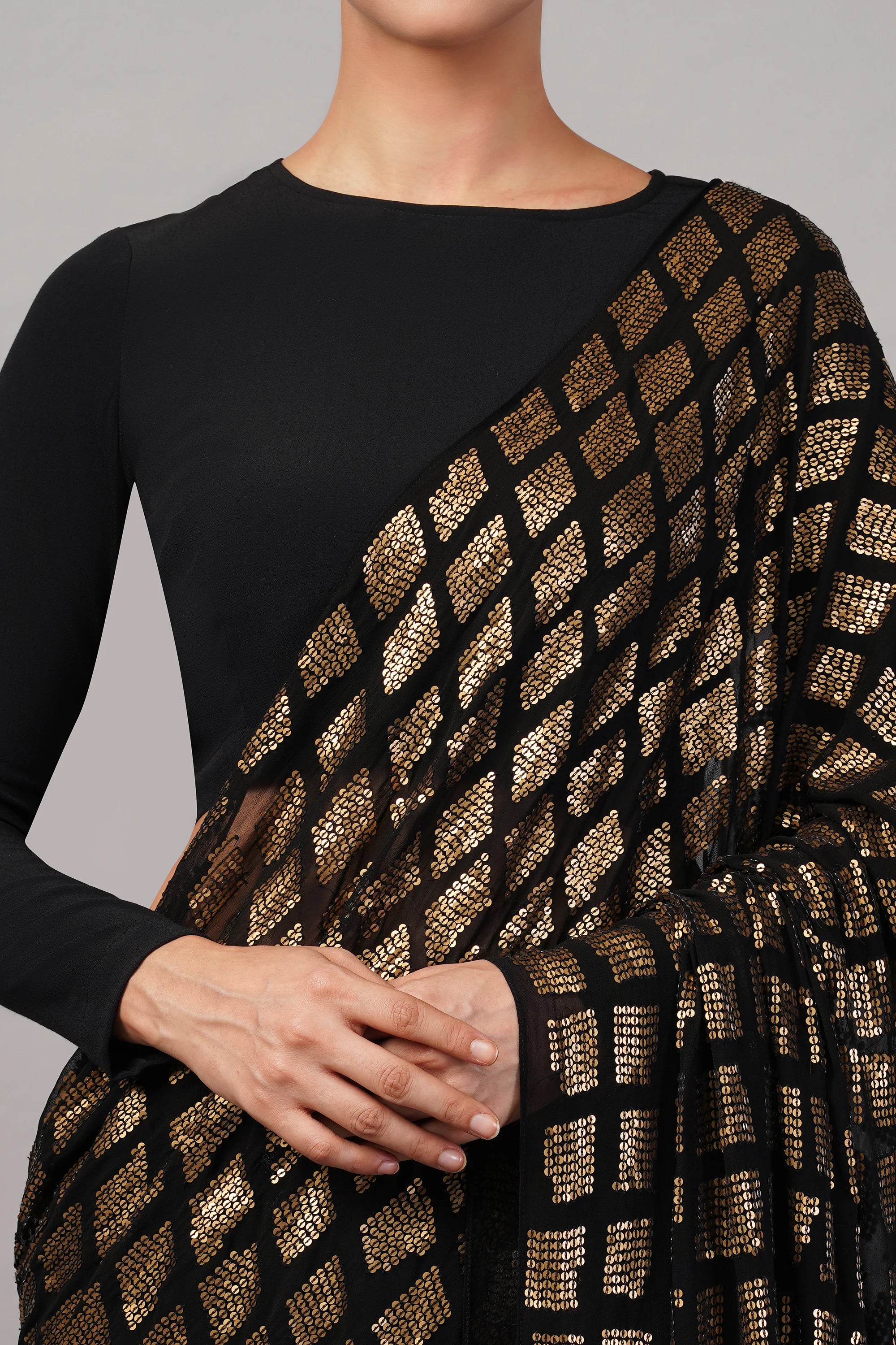 Sequinned Tiles Saree