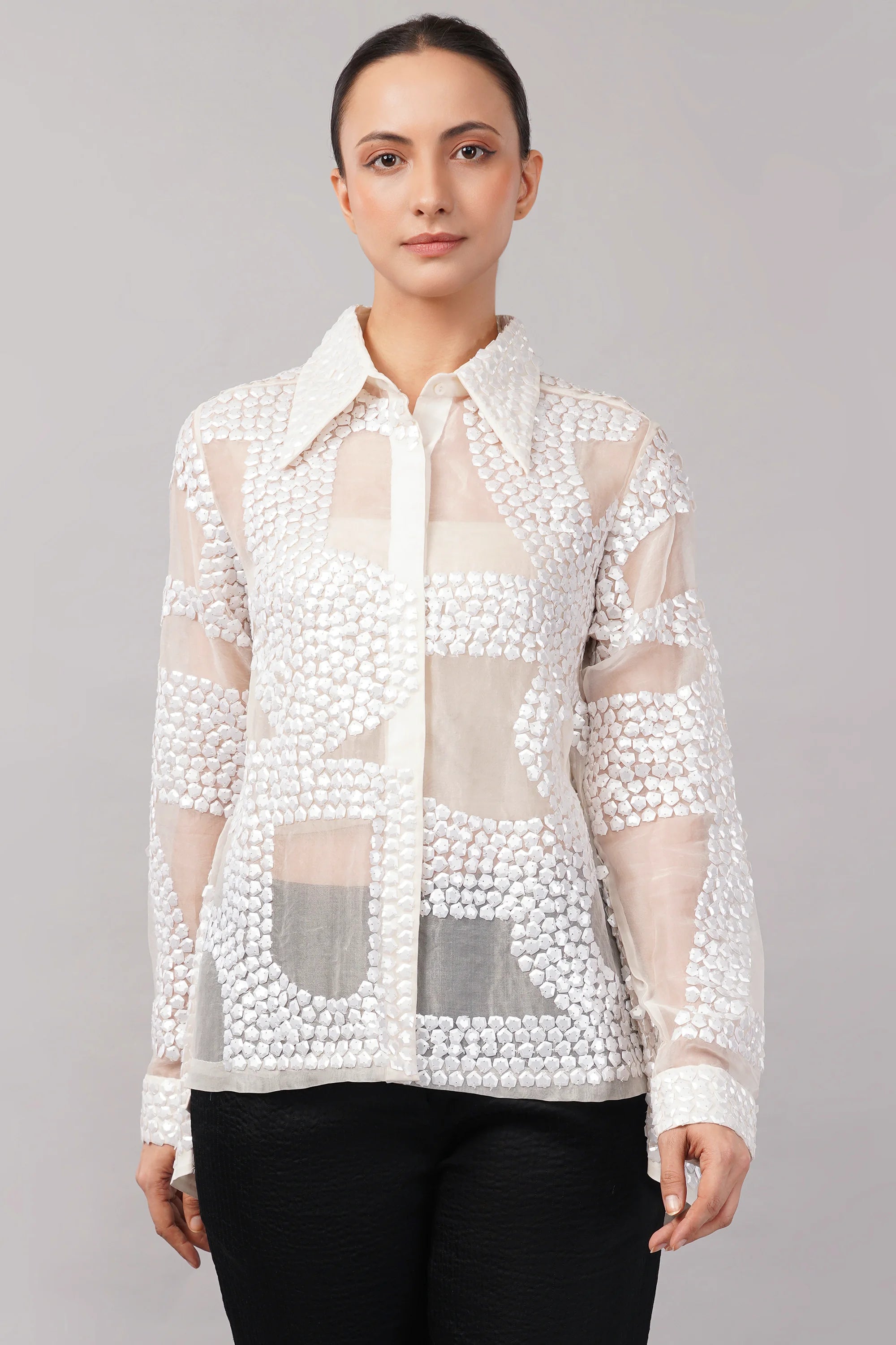 Silk Organza Sequin Shirt