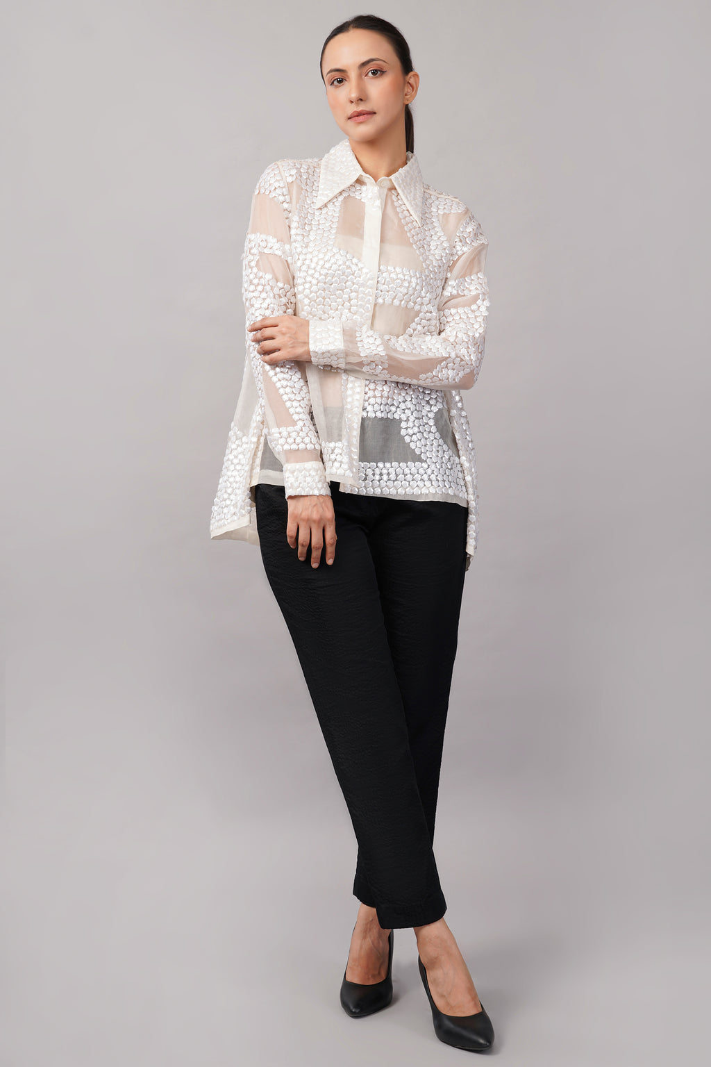 Silk Organza Sequin Shirt