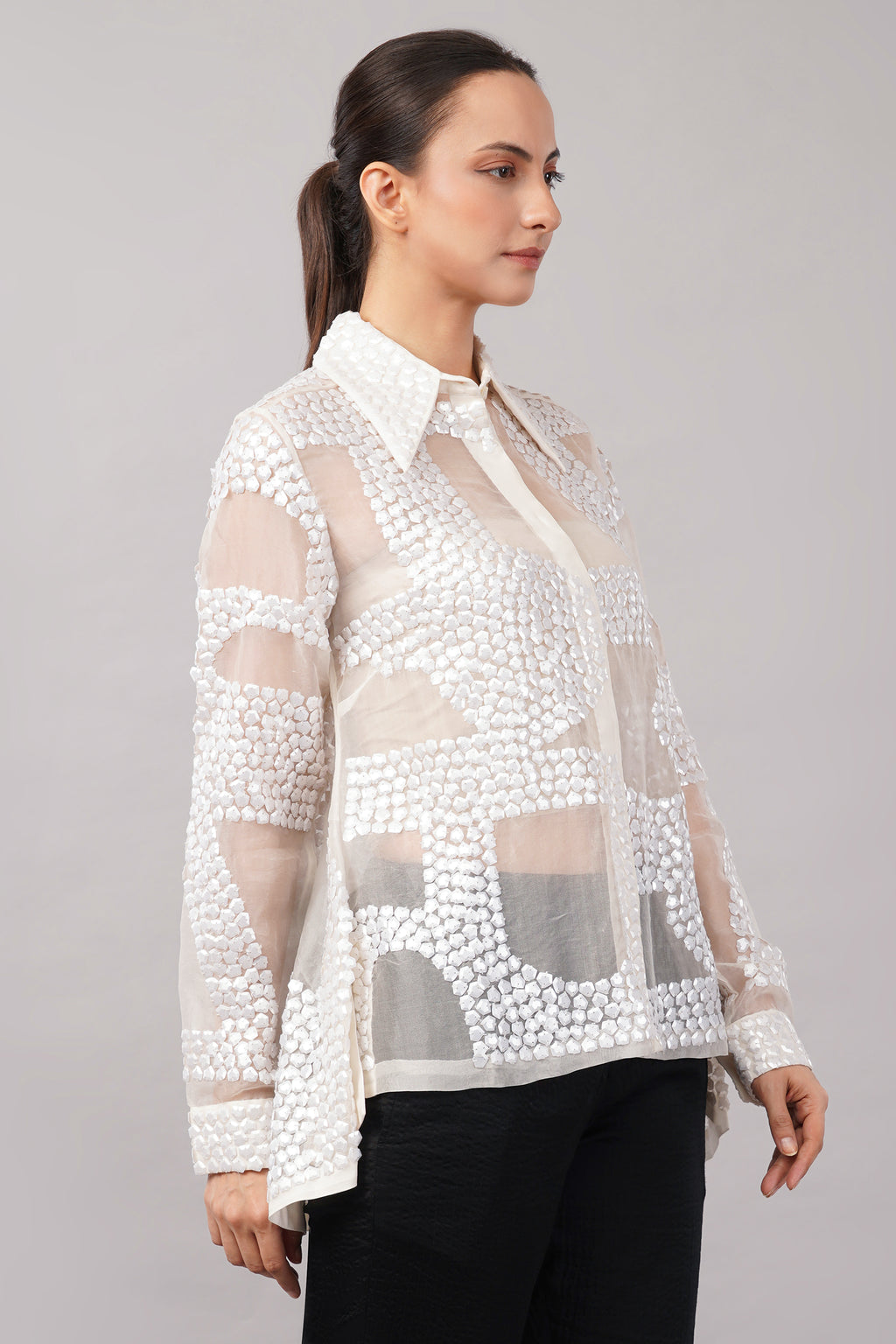 Silk Organza Sequin Shirt