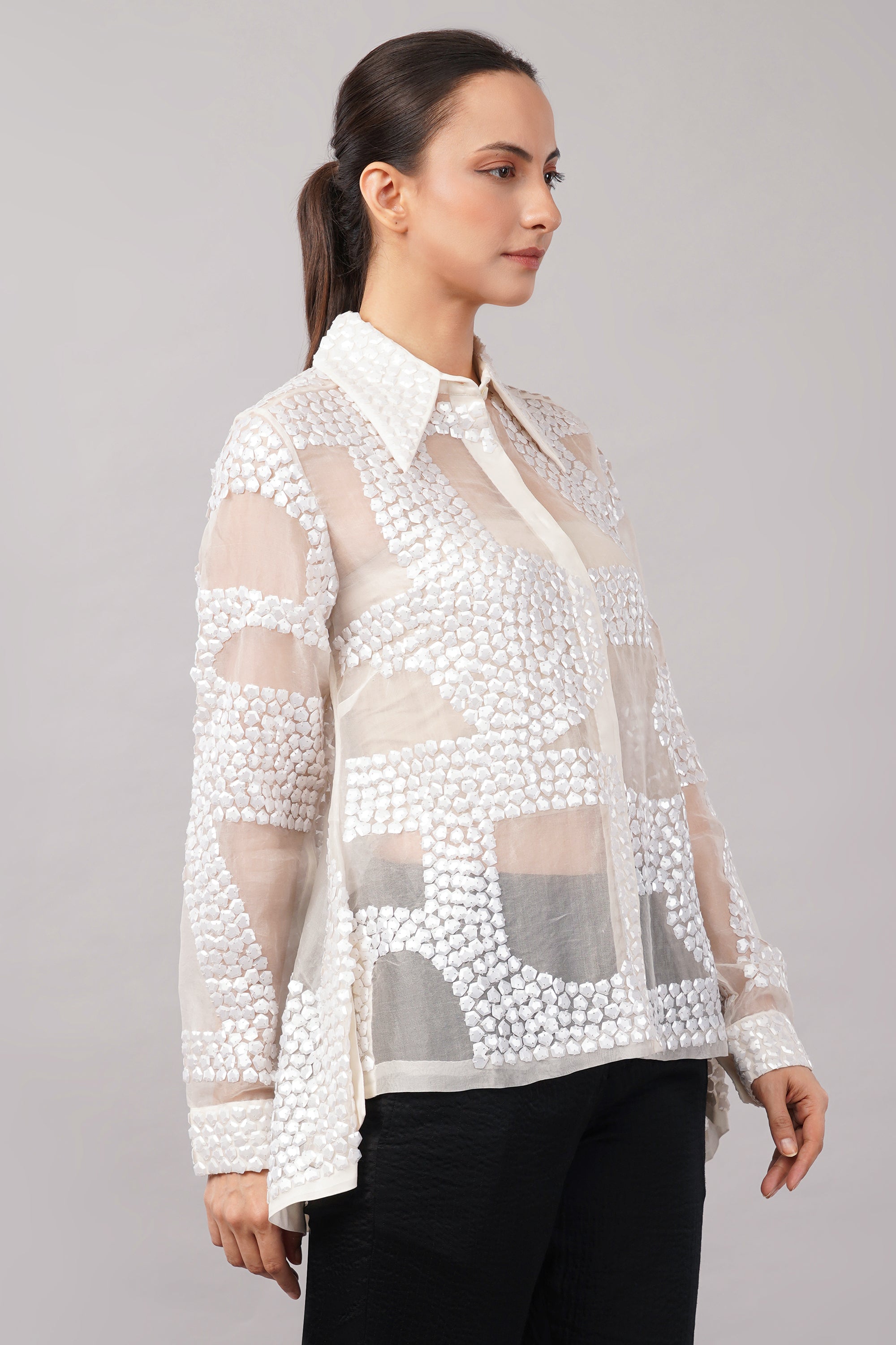 Silk Organza Sequin Shirt