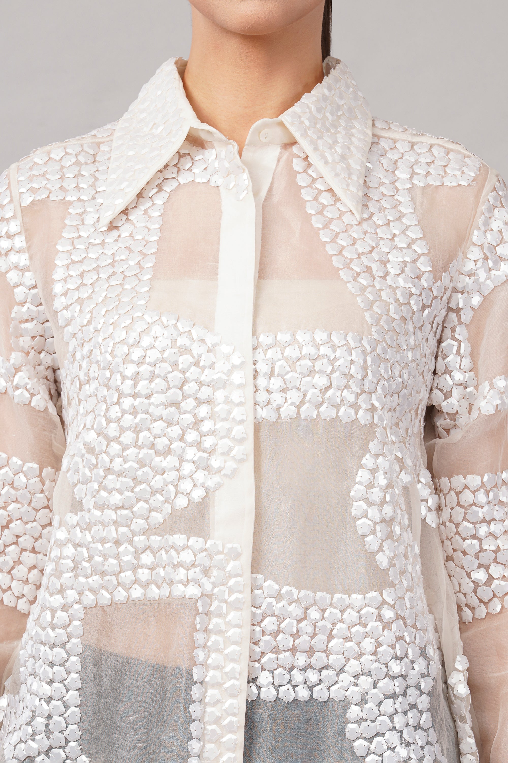 Silk Organza Sequin Shirt
