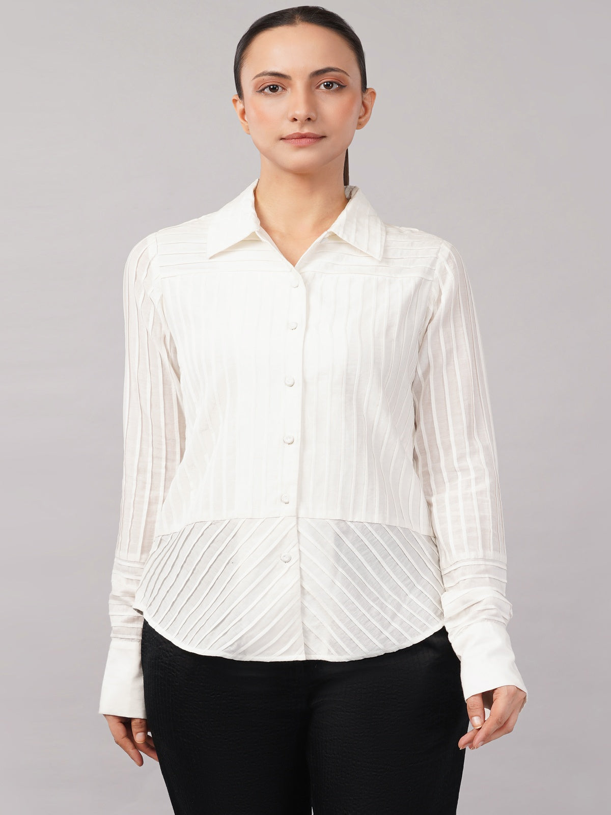 Pleated Stripes Shirt