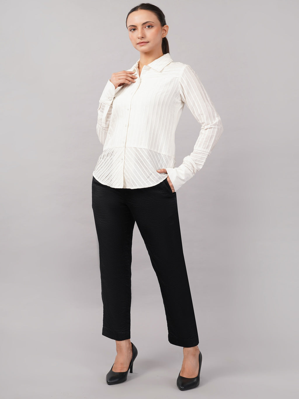 Pleated Stripes Shirt
