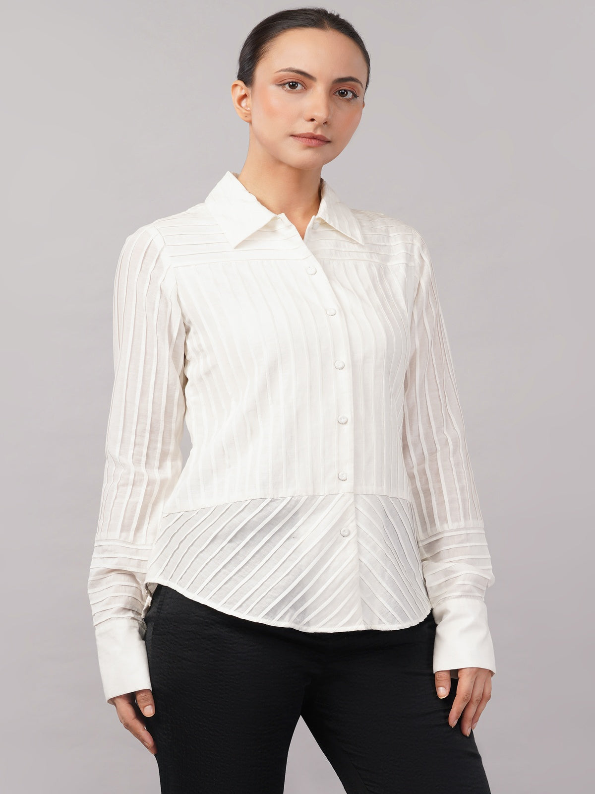 Pleated Stripes Shirt