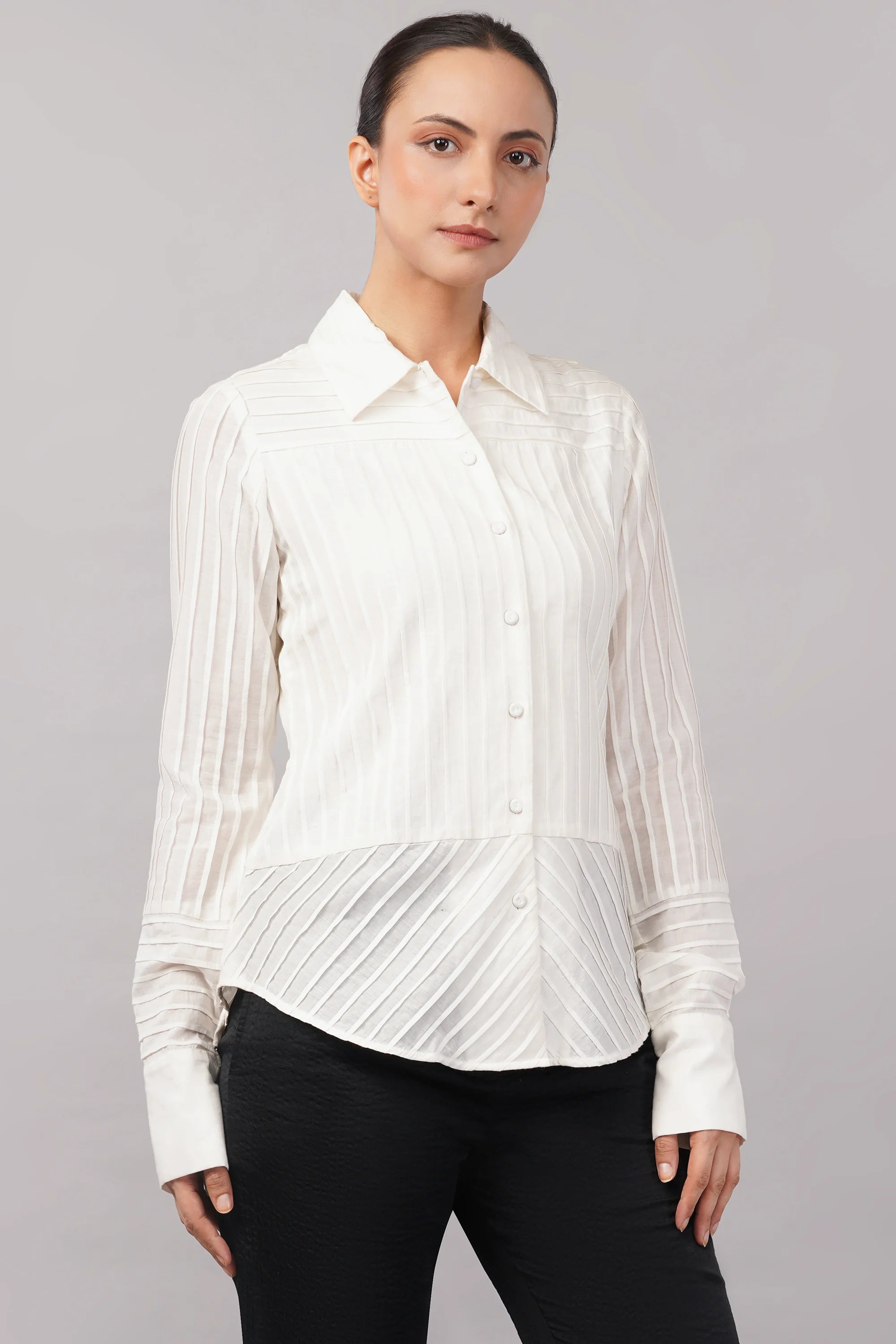 Pleated Stripes Shirt