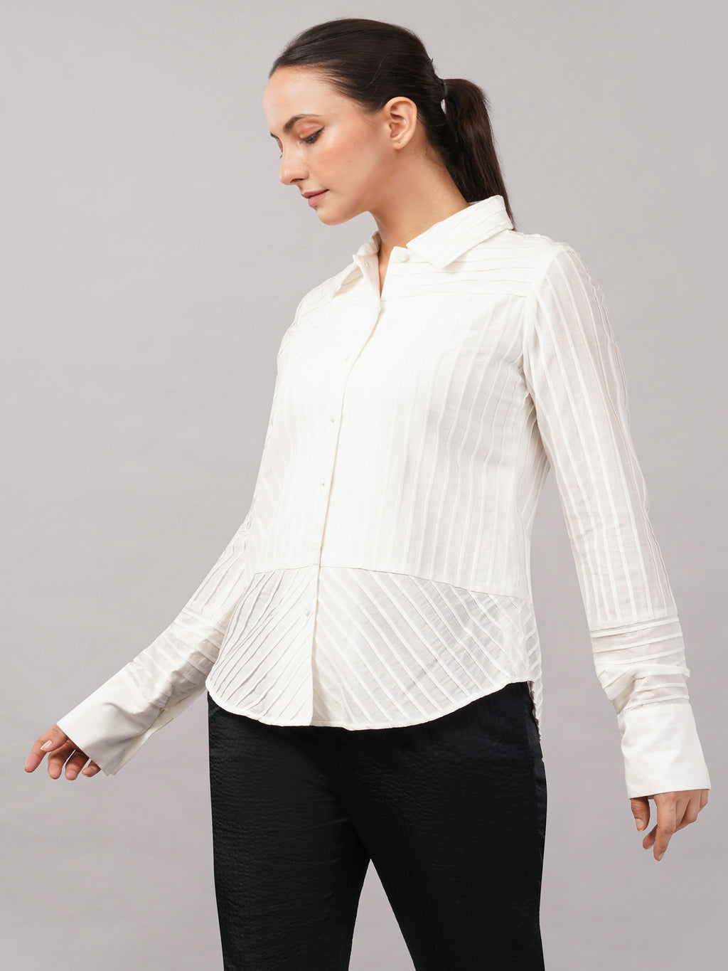 Pleated Stripes Shirt