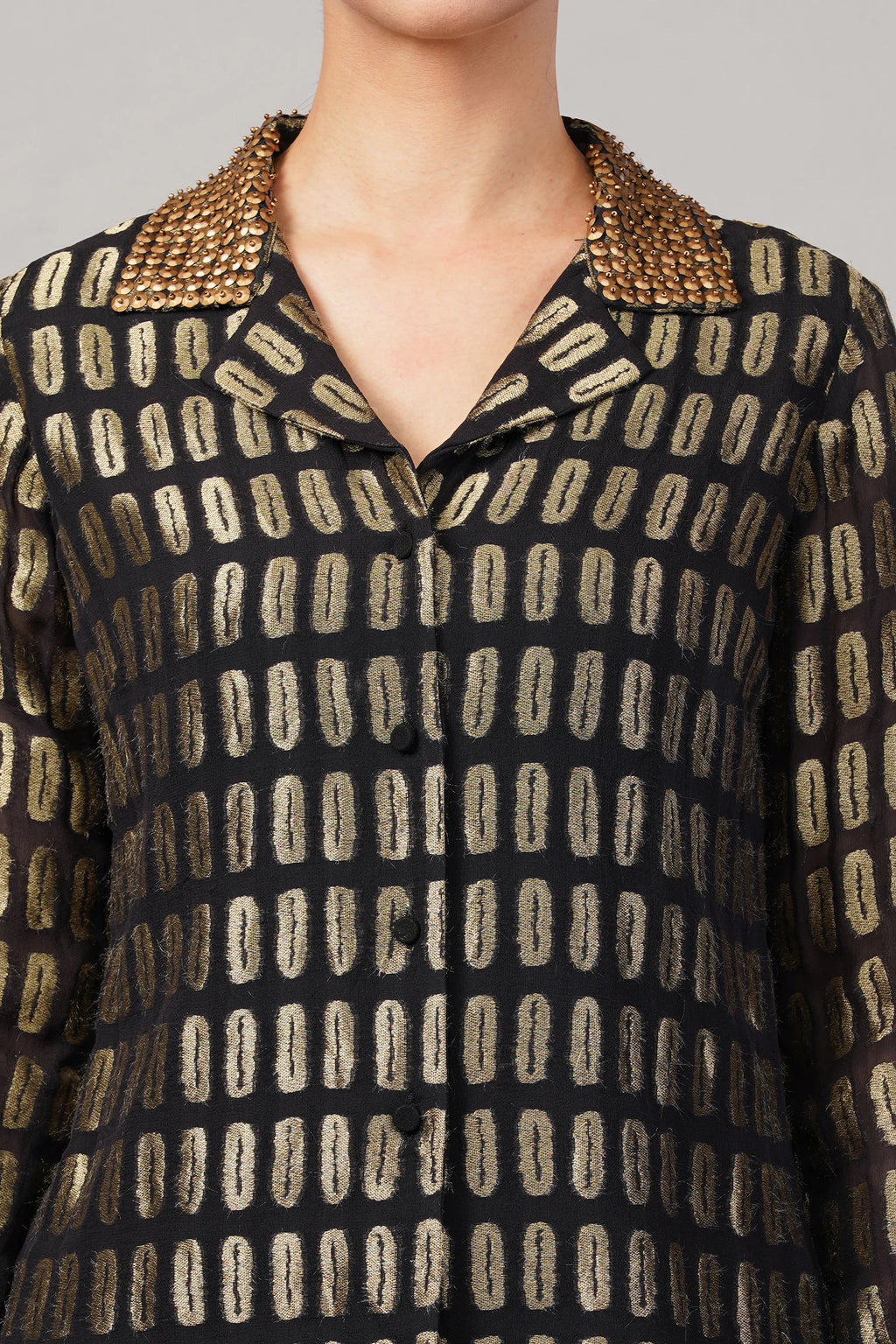 Lozenge Brocade Shirt Black