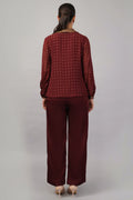 Dot Brocade Shirt Burgundy