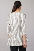 Zebra Ikat Top Ivory