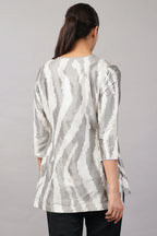 Zebra Ikat Top Ivory
