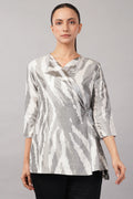 Zebra Ikat Top Ivory