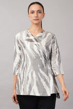 Zebra Ikat Top Ivory