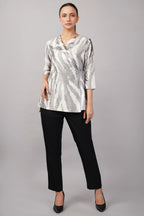 Zebra Ikat Top Ivory