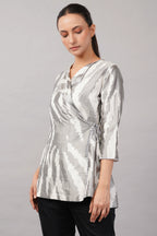 Zebra Ikat Top Ivory