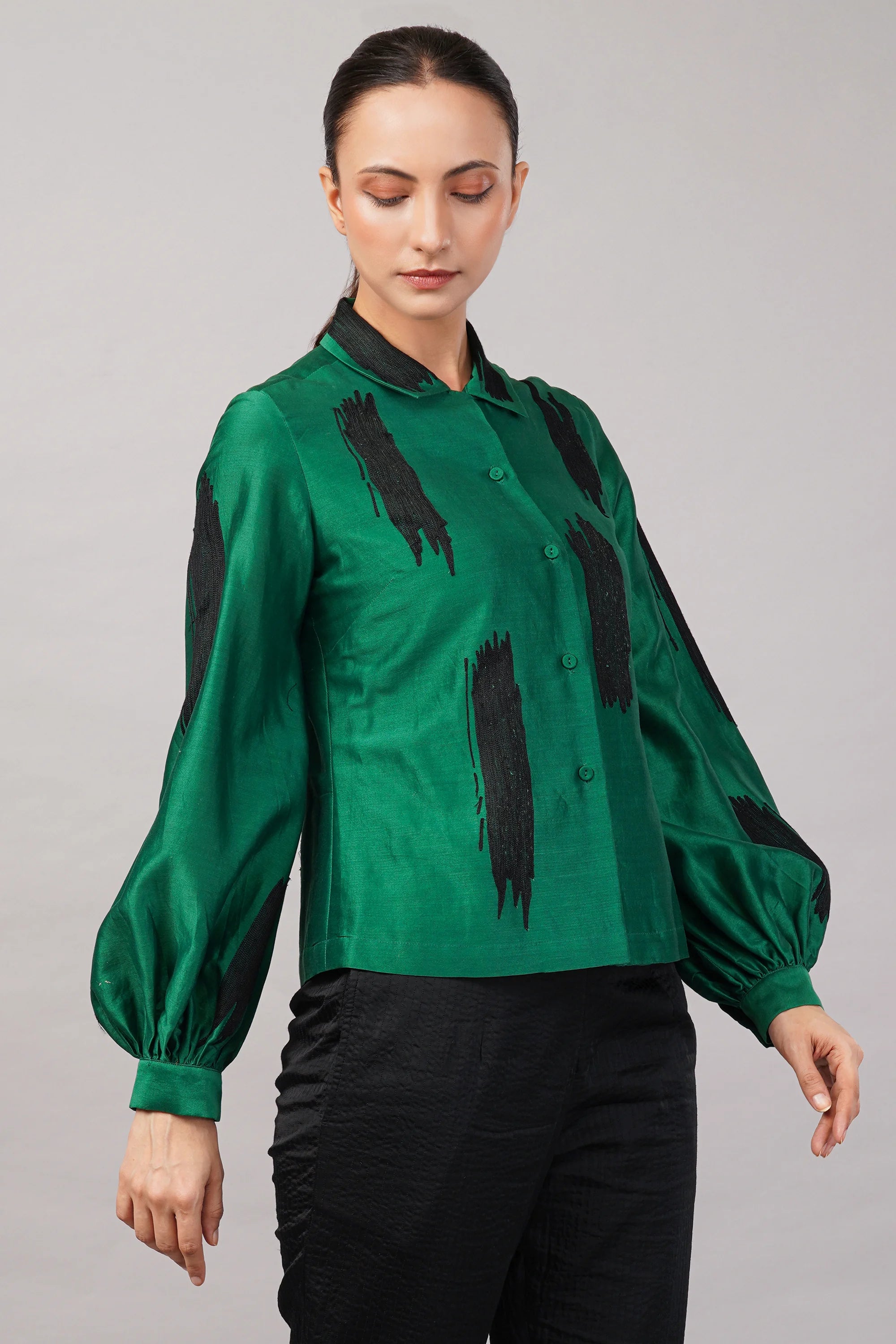 Aari Brushstroke Shirt Green
