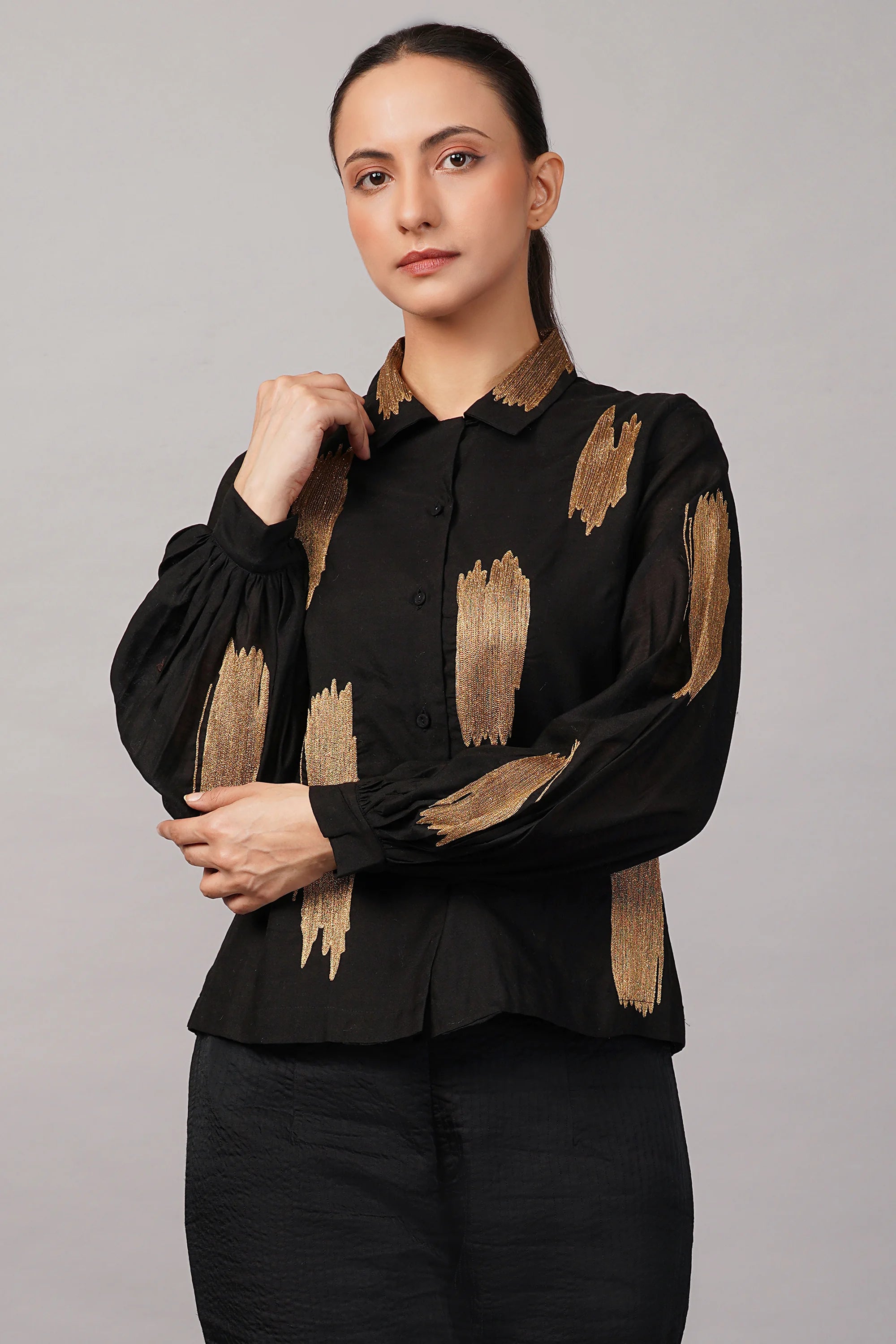 Aari Brushstroke Shirt Black