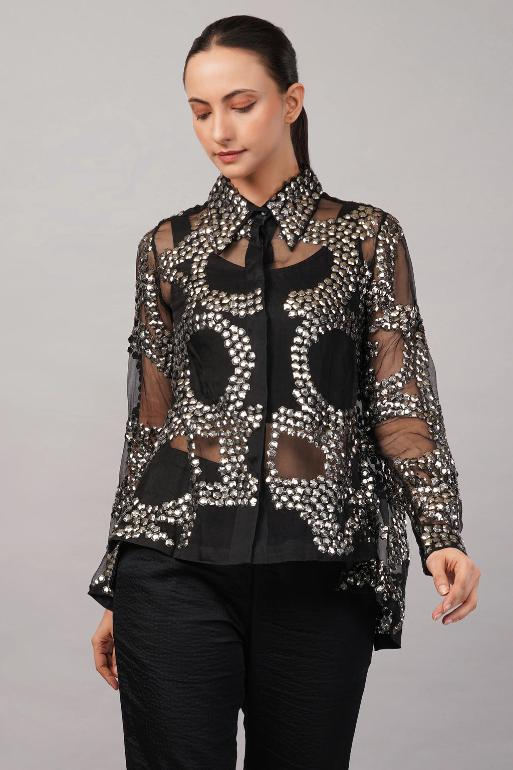 Silk Organza Sequin Shirt