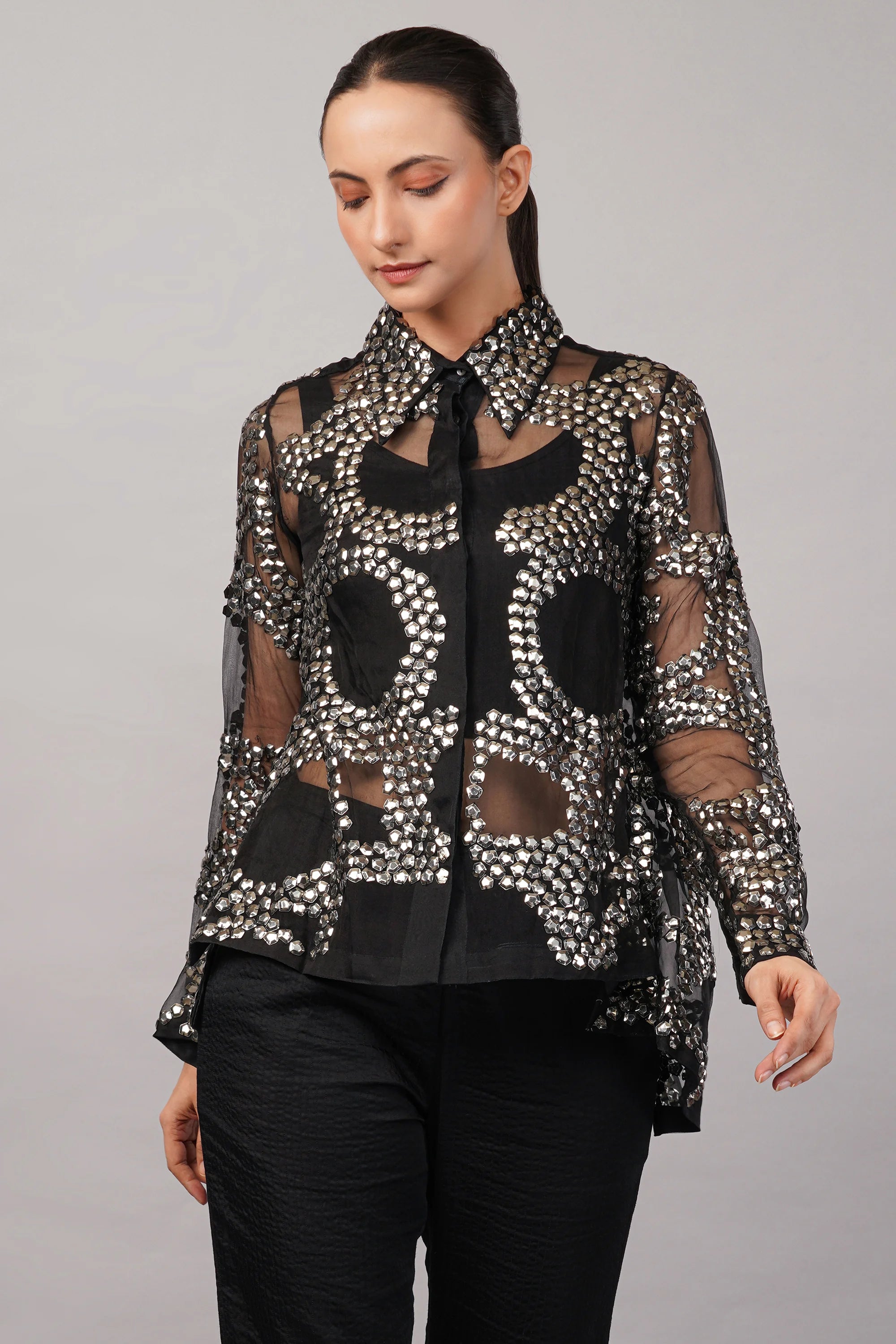 Silk Organza Sequin Shirt