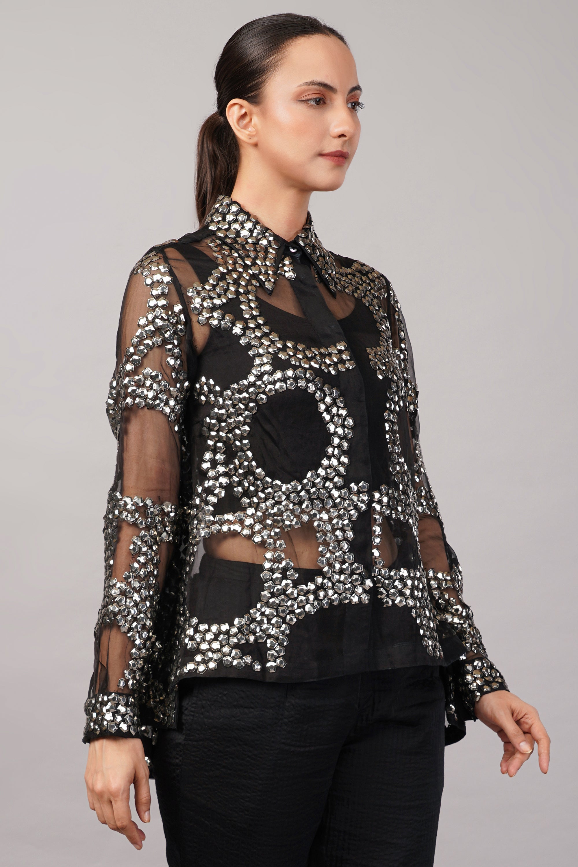 Silk Organza Sequin Shirt