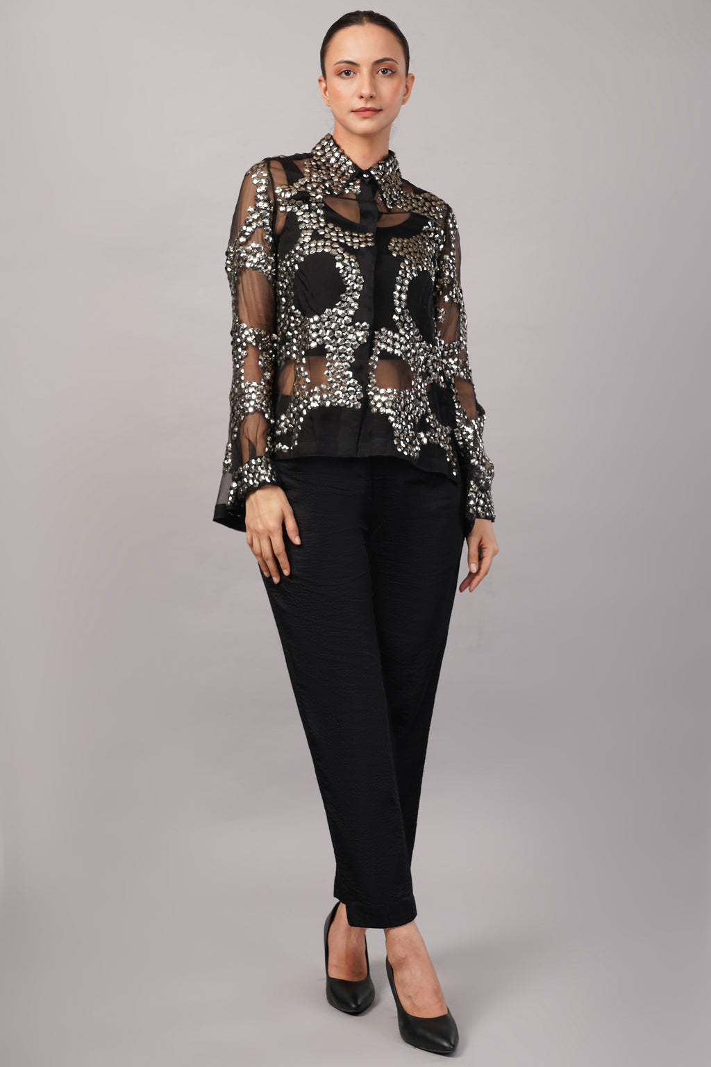 Silk Organza Sequin Shirt