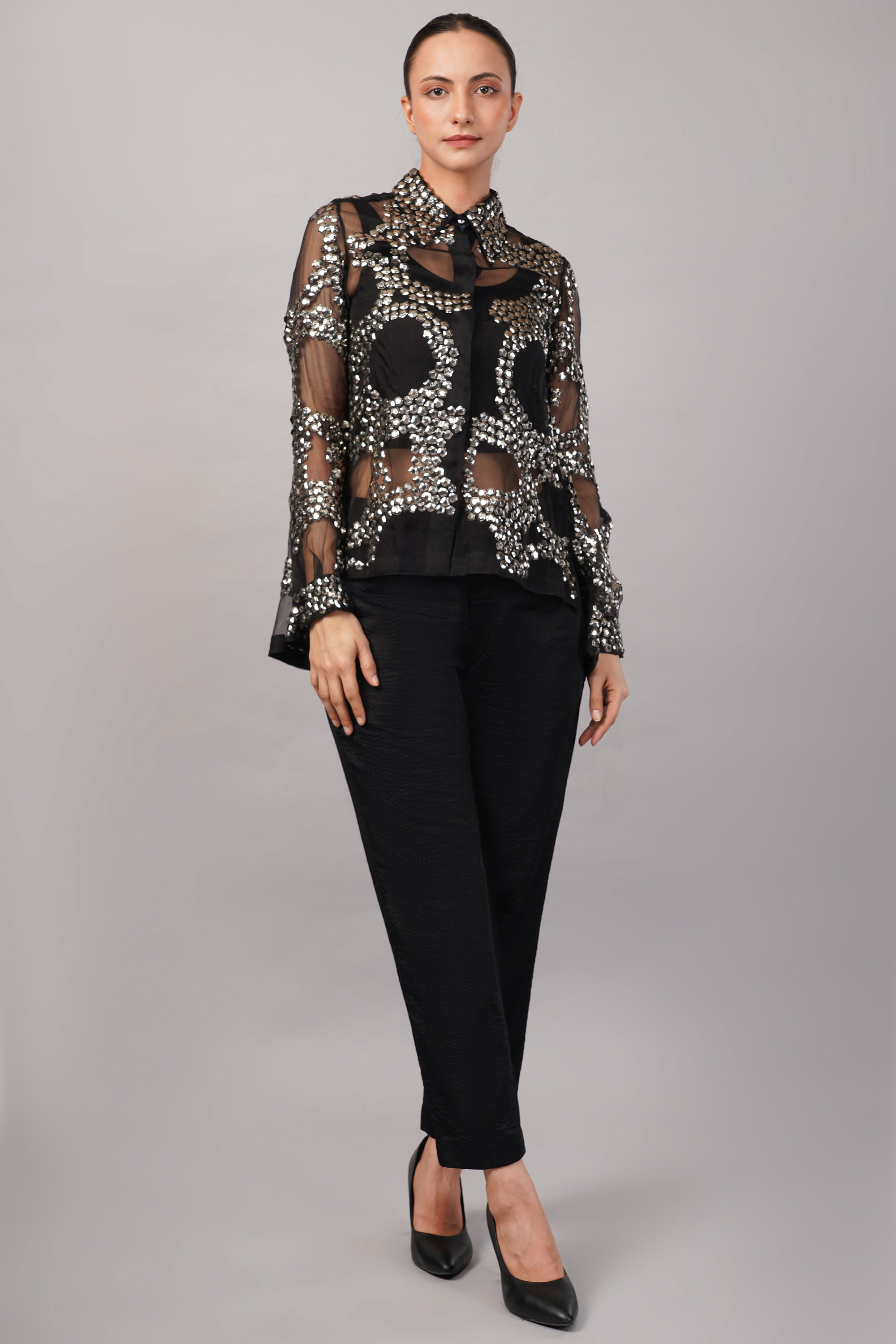 Silk Organza Sequin Shirt
