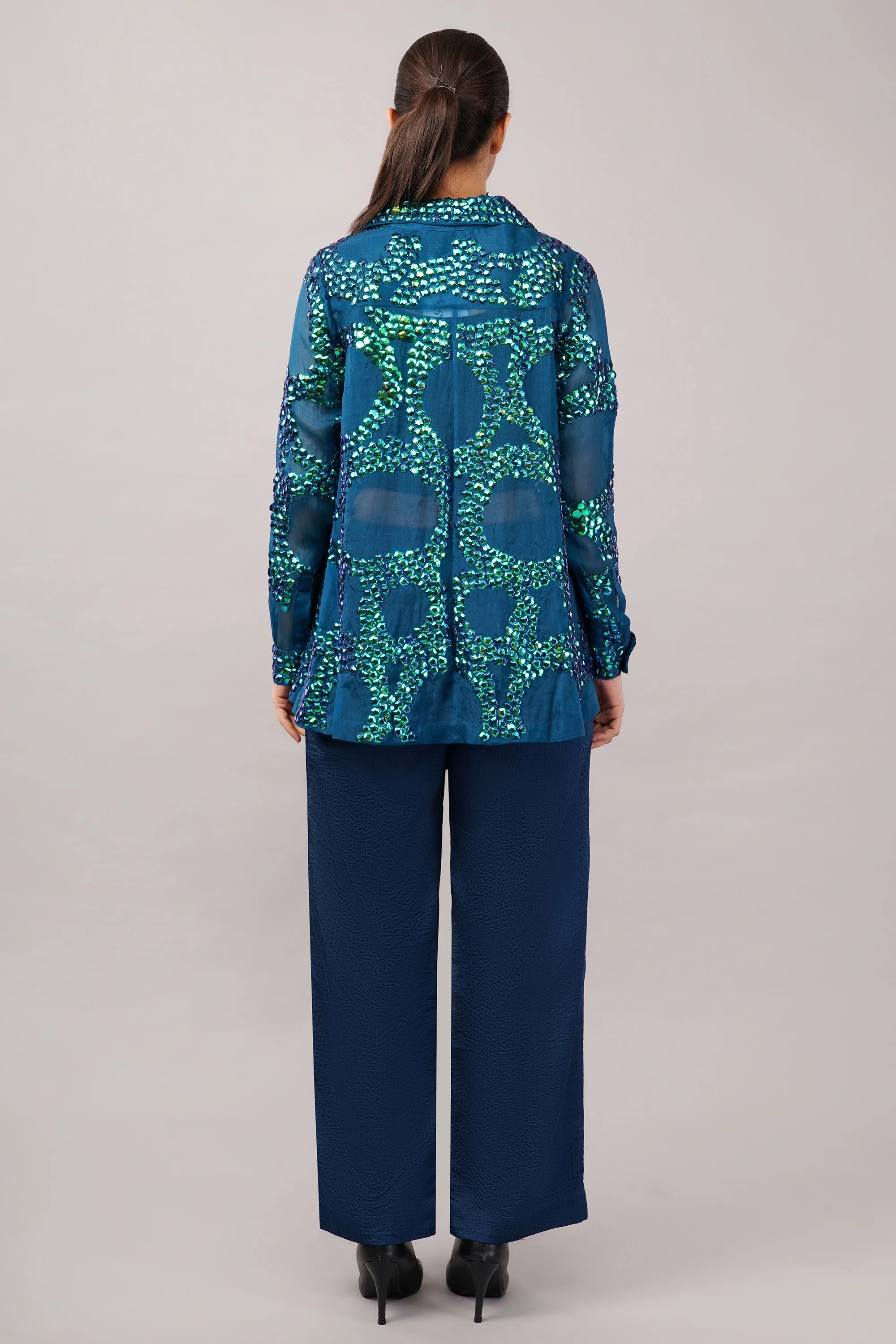 French Cut Rings Shirt Blue