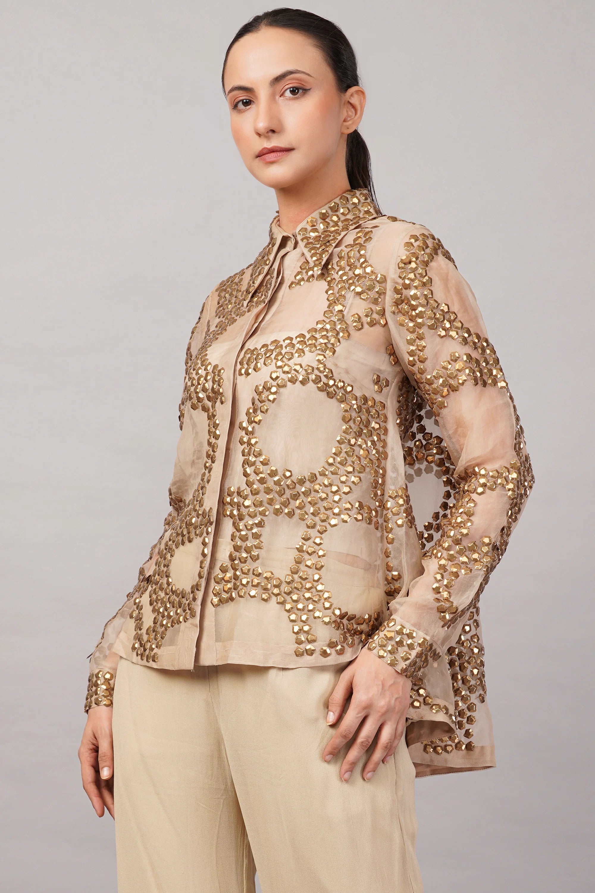 French Cut Rings Shirt Black & Gold