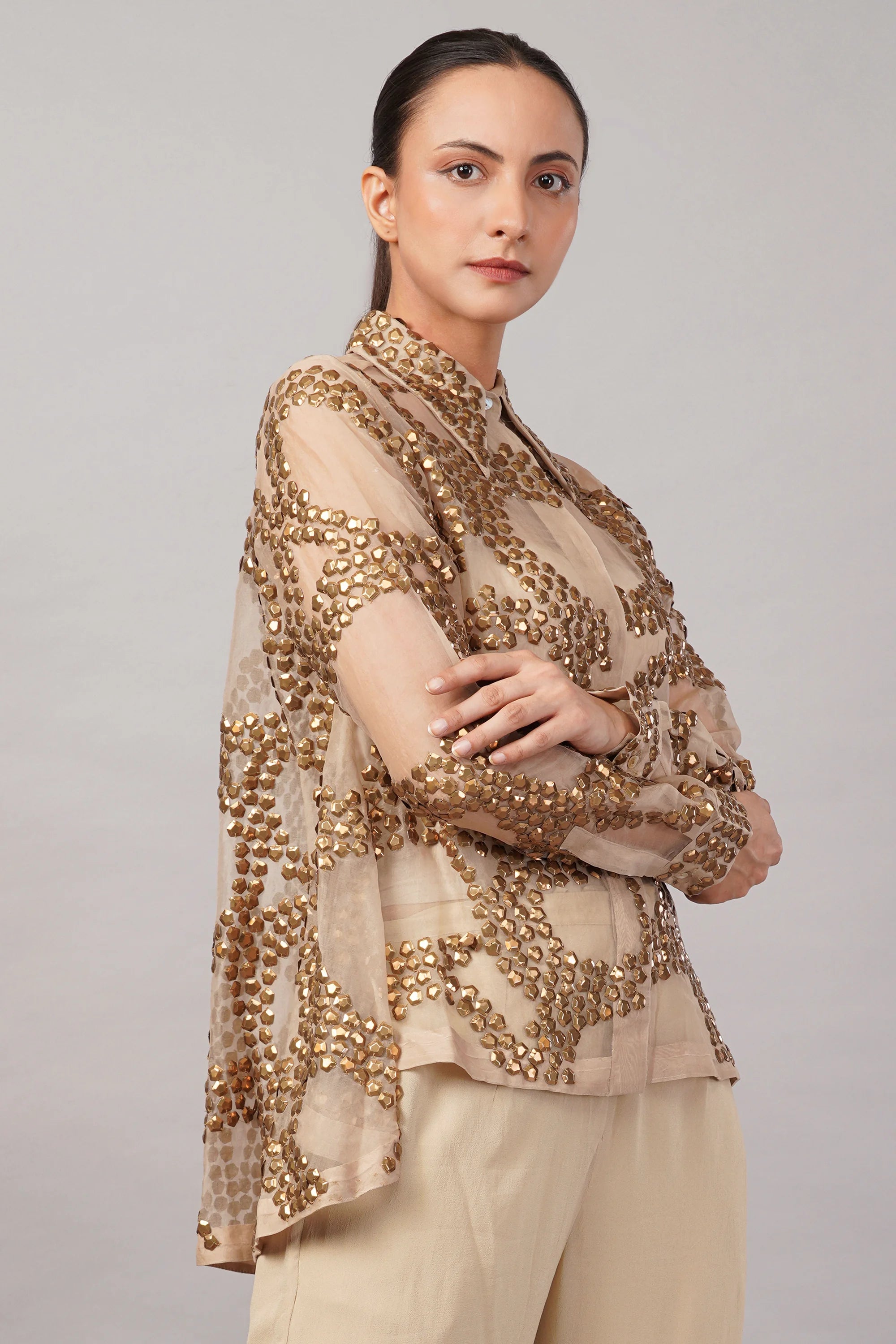 French Cut Rings Shirt Black & Gold