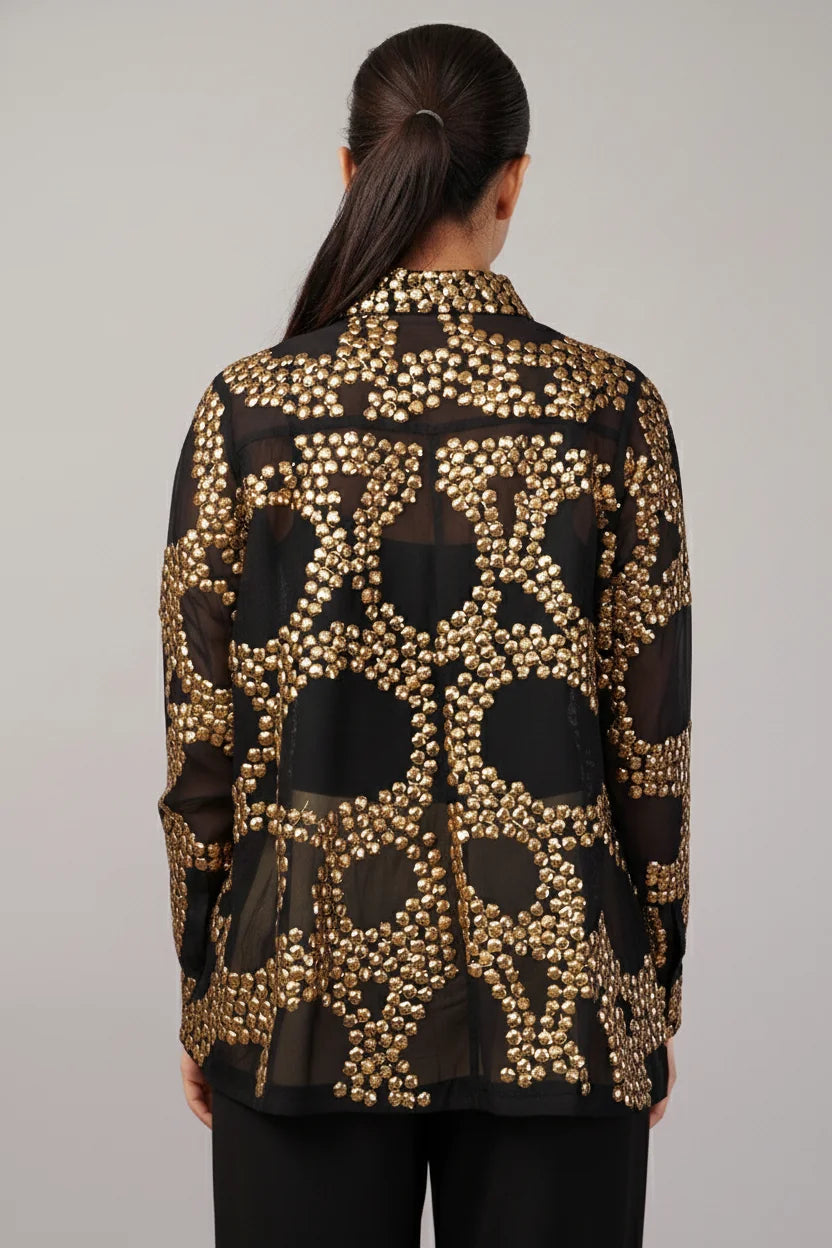 French Cut Rings Shirt Black & Gold