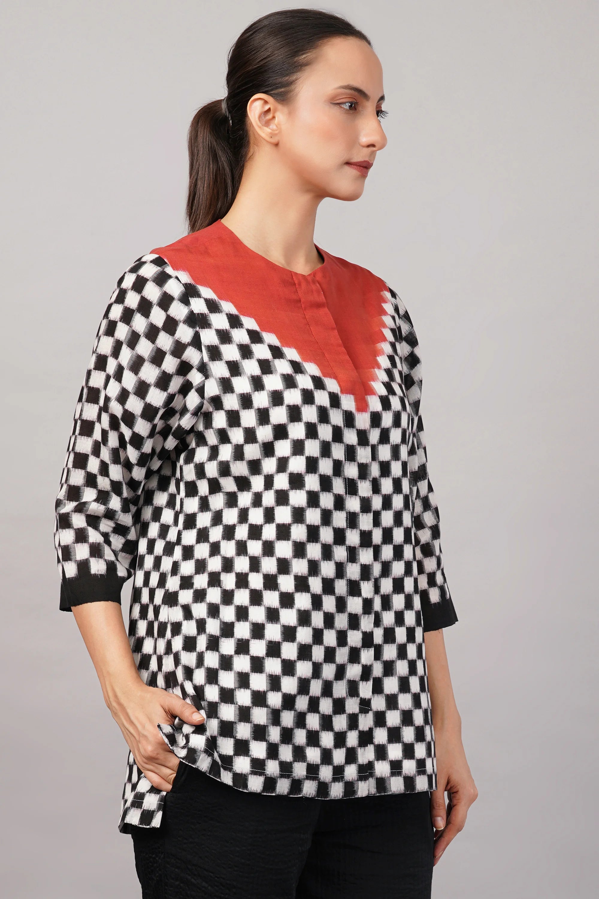 Checkerboard Ikat Top