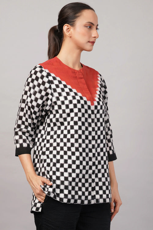 Checkerboard Ikat Top