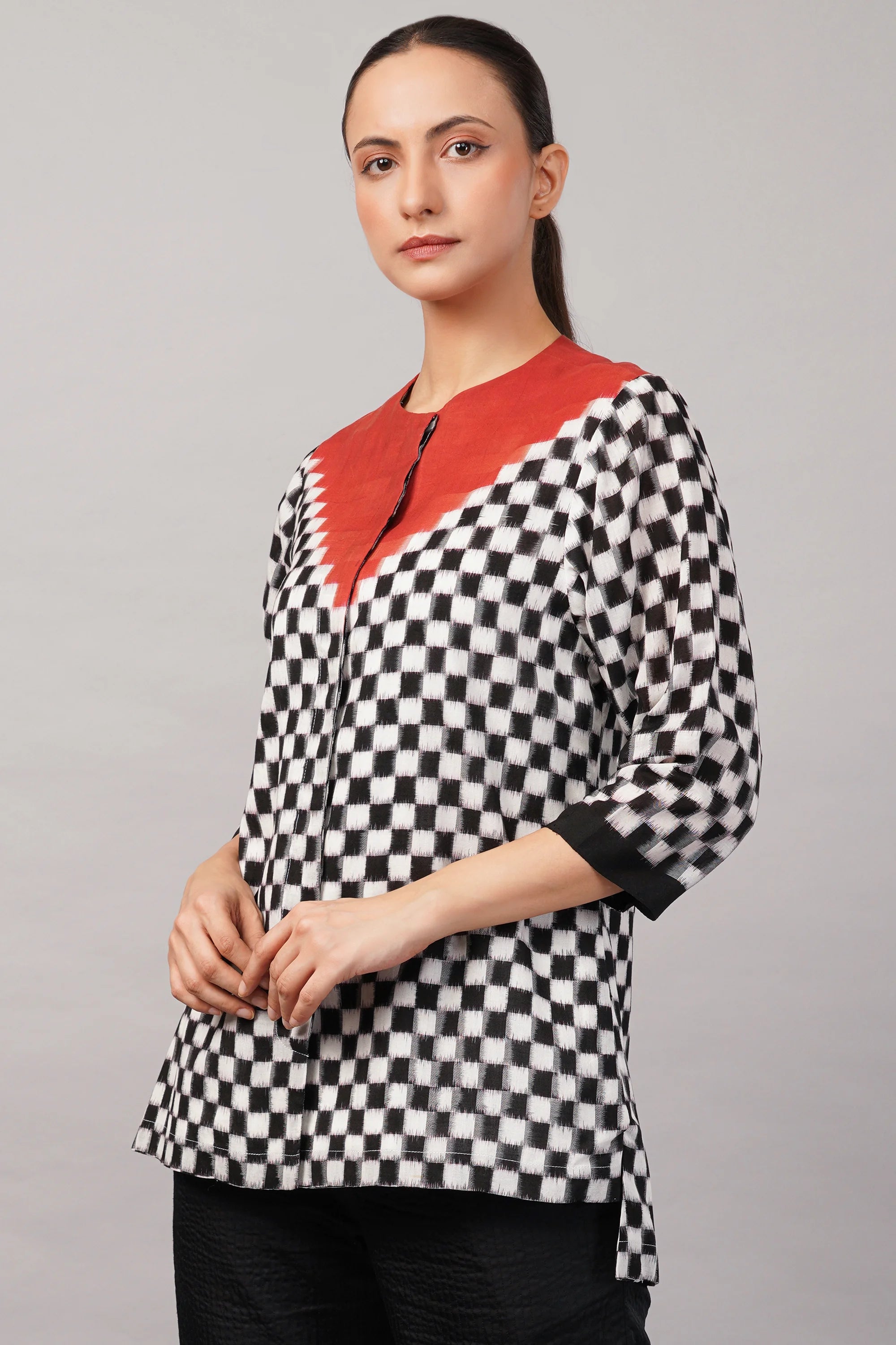 Checkerboard Ikat Top
