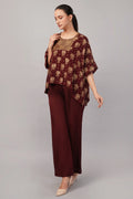 Floral Brocade Top Burgundy