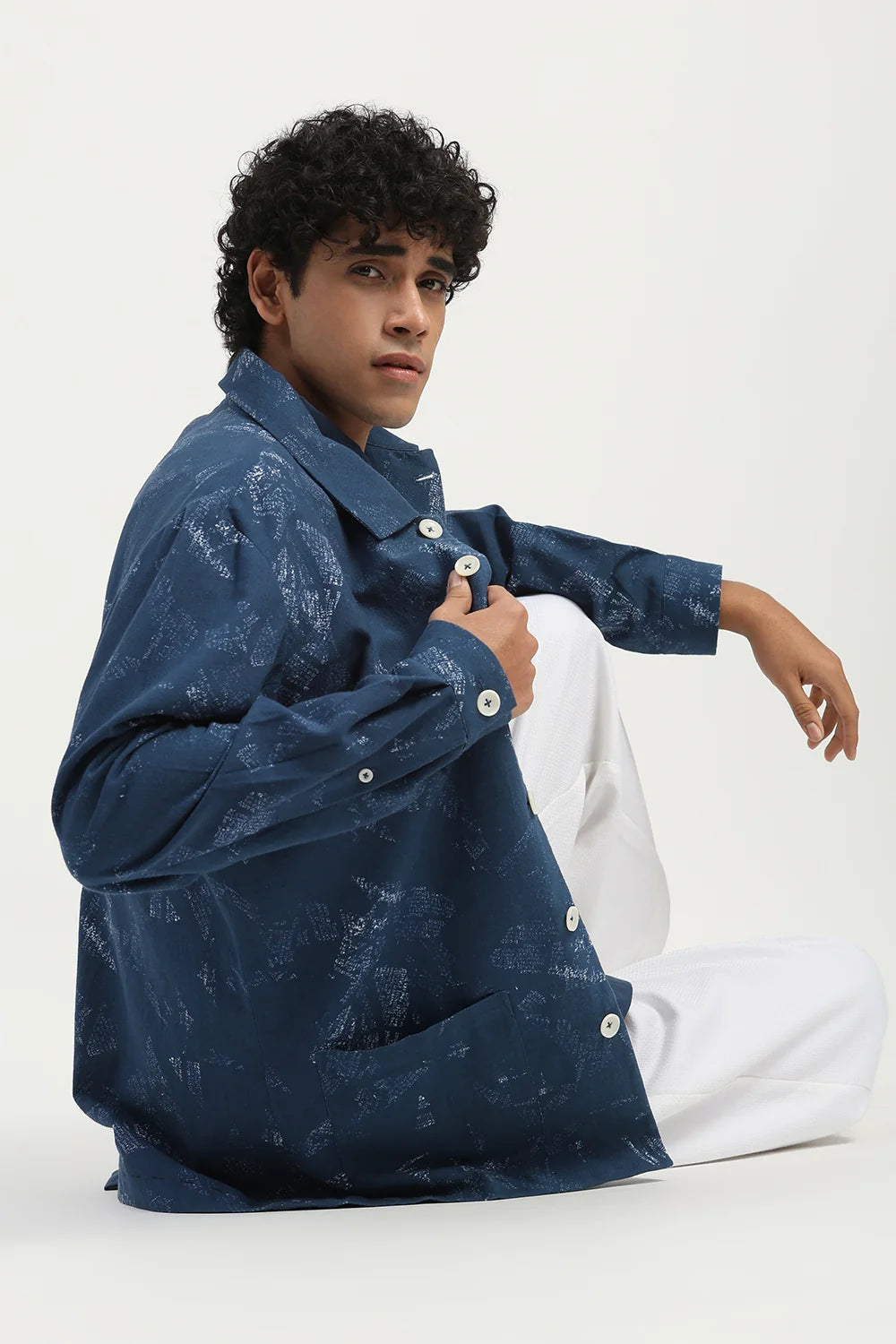 News Print Shirt Jacket
