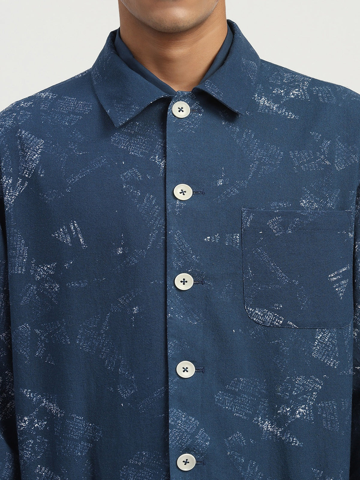 News Print Shirt Jacket
