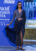 Beaded and dori stripe saree dress