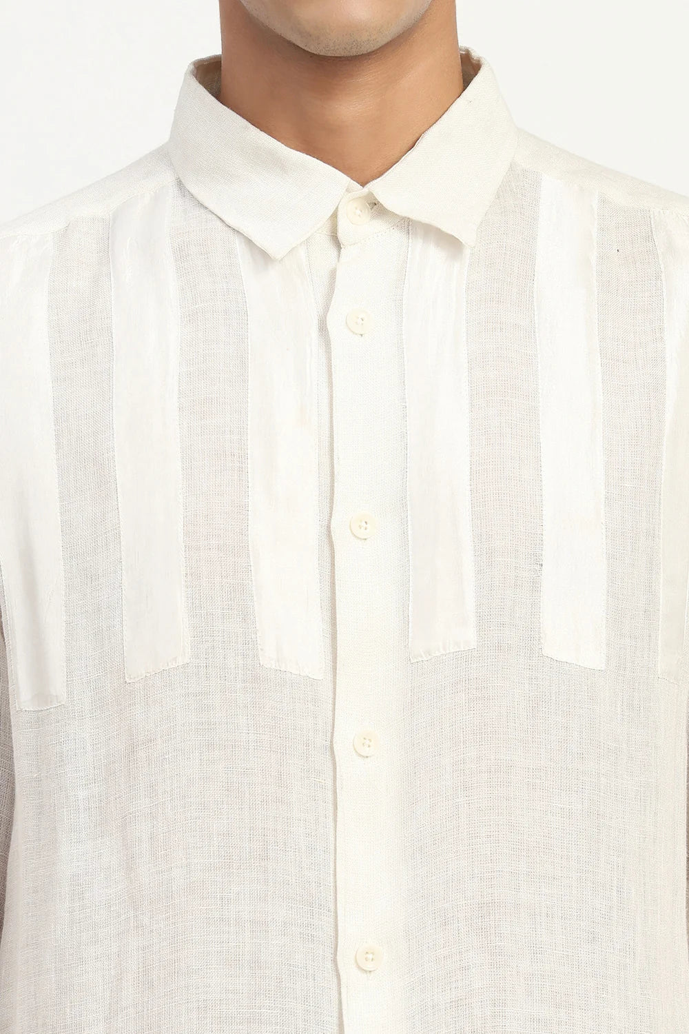 Applique Stripe Shirt Ivory