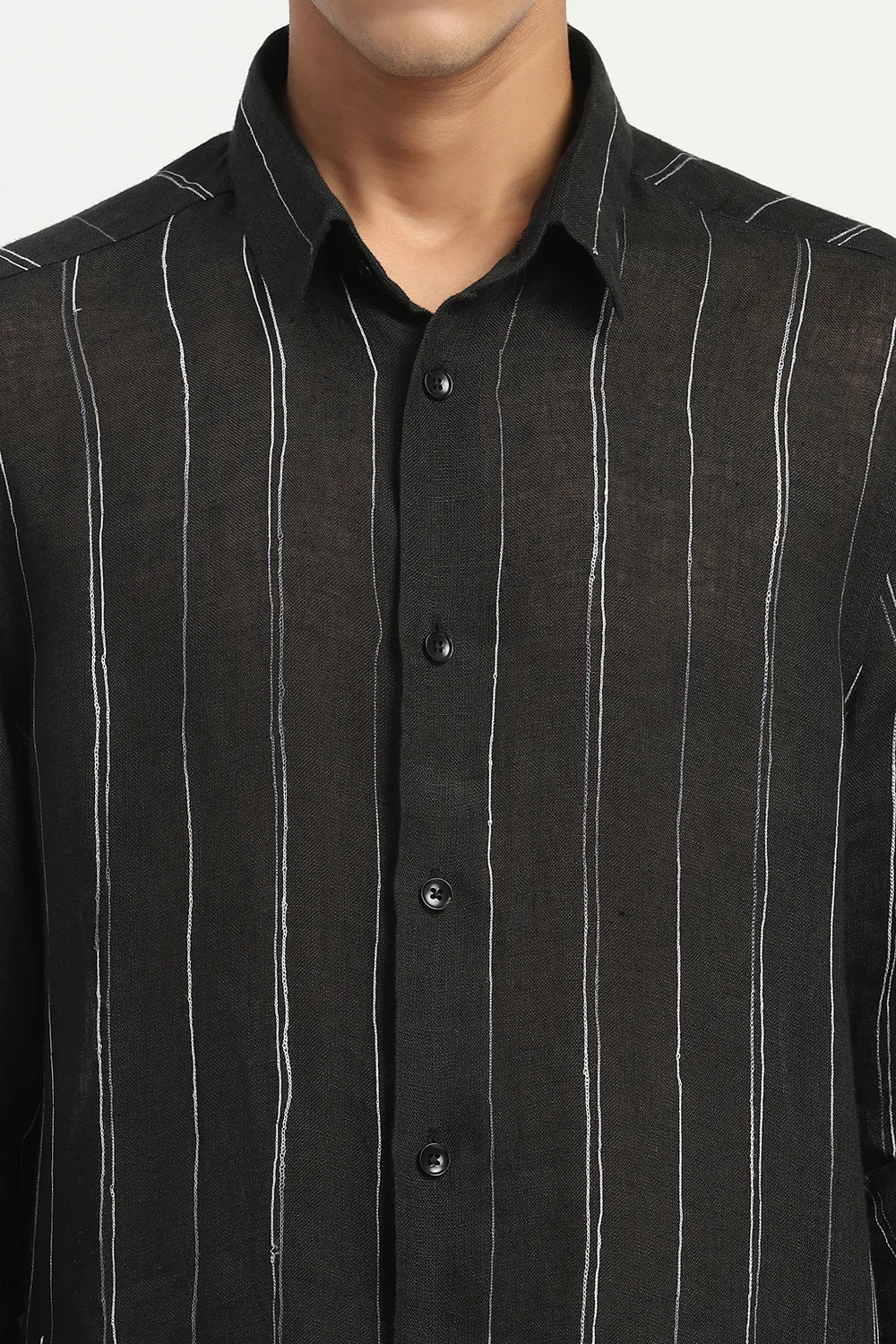 Shaded Aari Stripes Shirt Black