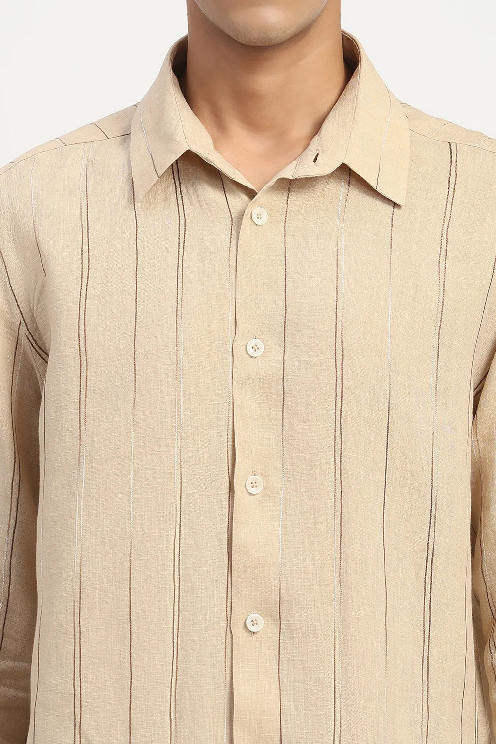 Shaded Aari Stripes Shirt Beige