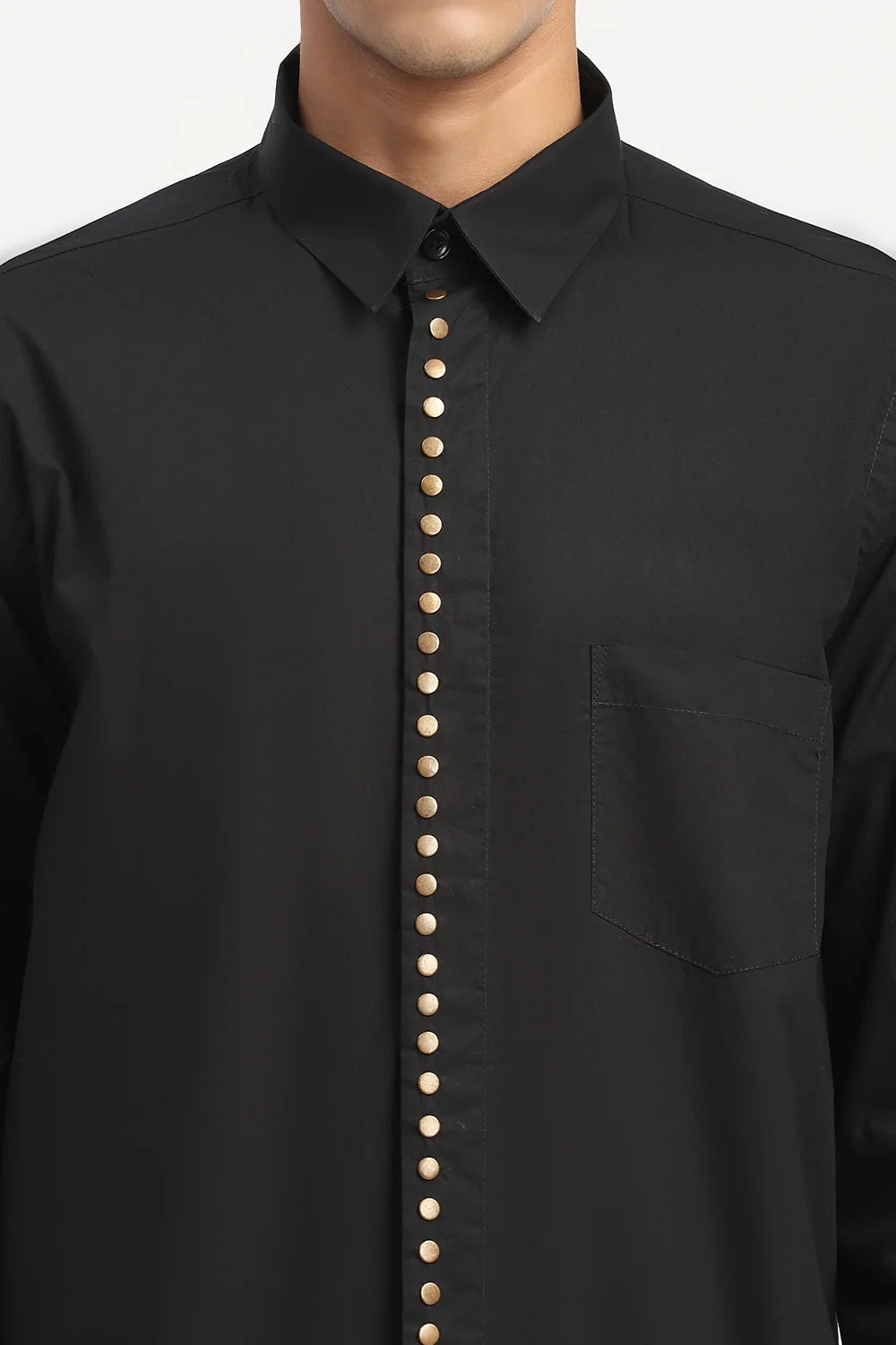 Studs Placket Shirt Indigo