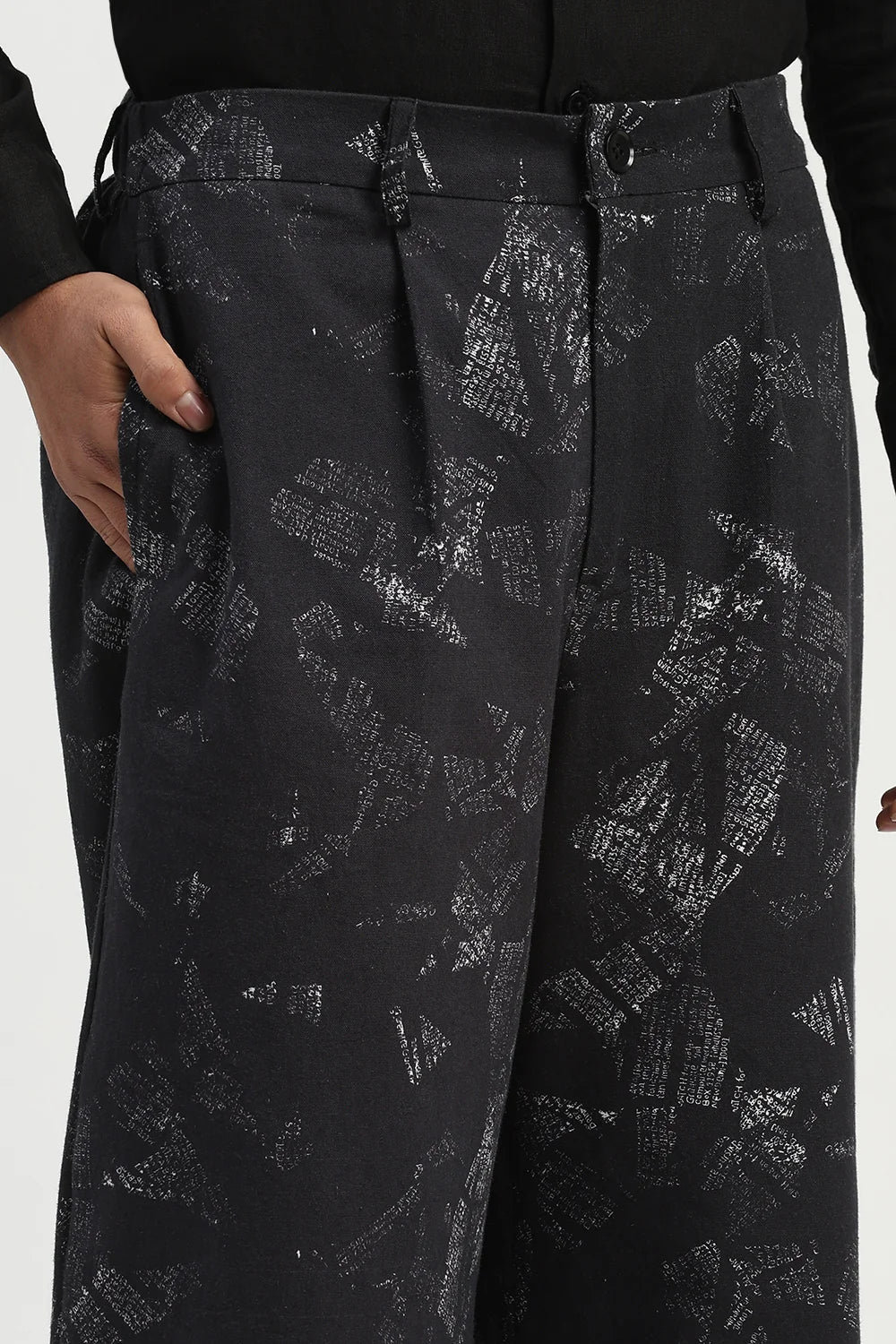 News Print Trouser Black
