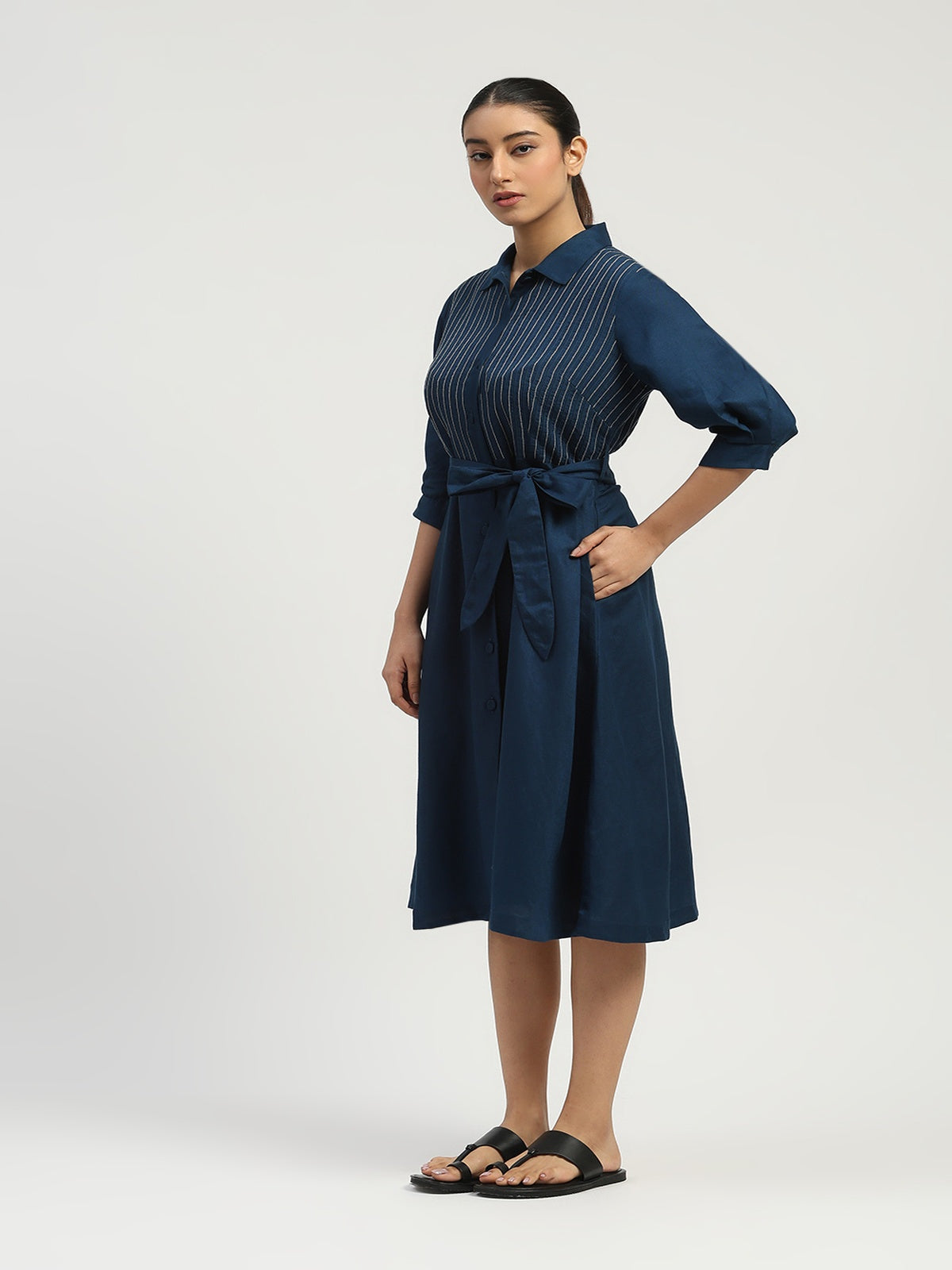 Pleated Linen Dress