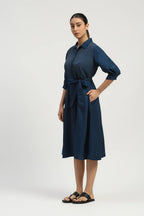 Pleated Linen Dress